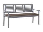 Banc de jardin 3 places avec coussin 150 cm Gris Eucalyptus
