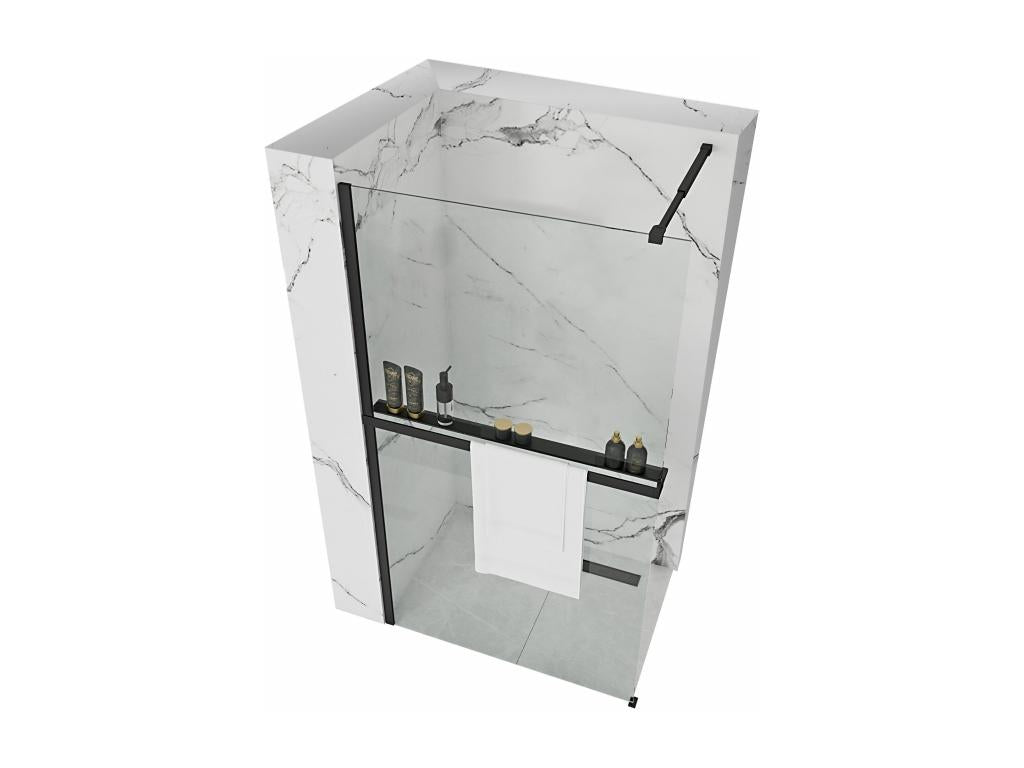 Paroi De Douche Vertchez 90 Noir étagère Et Support Evo