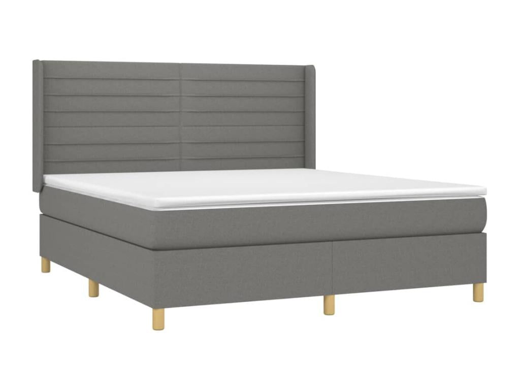 Sommier tapissier et matelas et LED Gris foncé 160x200 cm Tissu