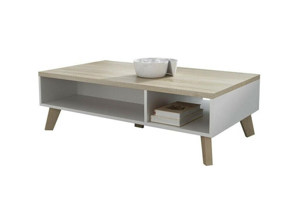Table basse Vertchez 101 Blanc - Vertchez chêne 35x60x110cm Stratifié Angulaire