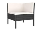 Salon de jardin 6 pièces avec coussins Résine tressée Noir