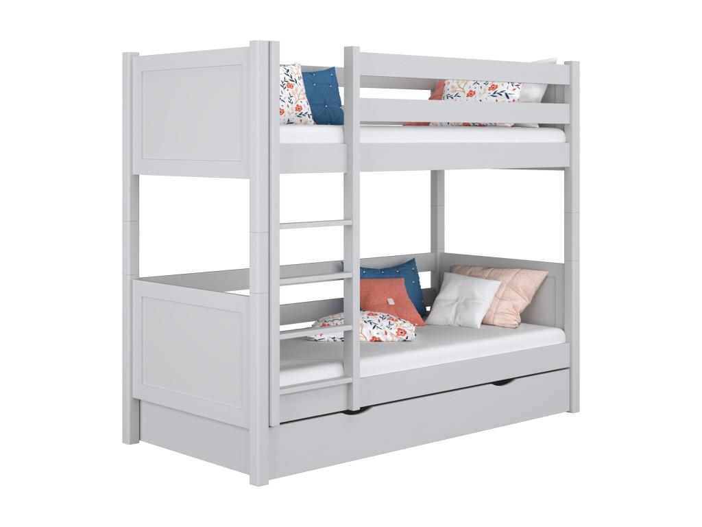 Lit superposé en bois - avec tiroir N02 Gris 100x190