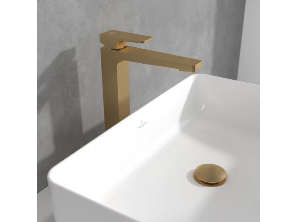 Mitigeur lavabo surélevé Vertchez ET BOCH Architectura Square avec vidage Vertchez Open Brushed Gold