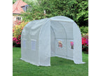 Serre de jardin tunnel surface sol 5 m2 2,5L x 2l x 2H m châssis tubulaire renforcé 18 mm 4 fenêtres blanc
