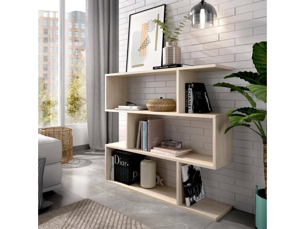 Bibliothèque Vertchez Etagère de bureau polyvalente Bibliothèque avec 3 étagères 110x25h96 cm Chêne