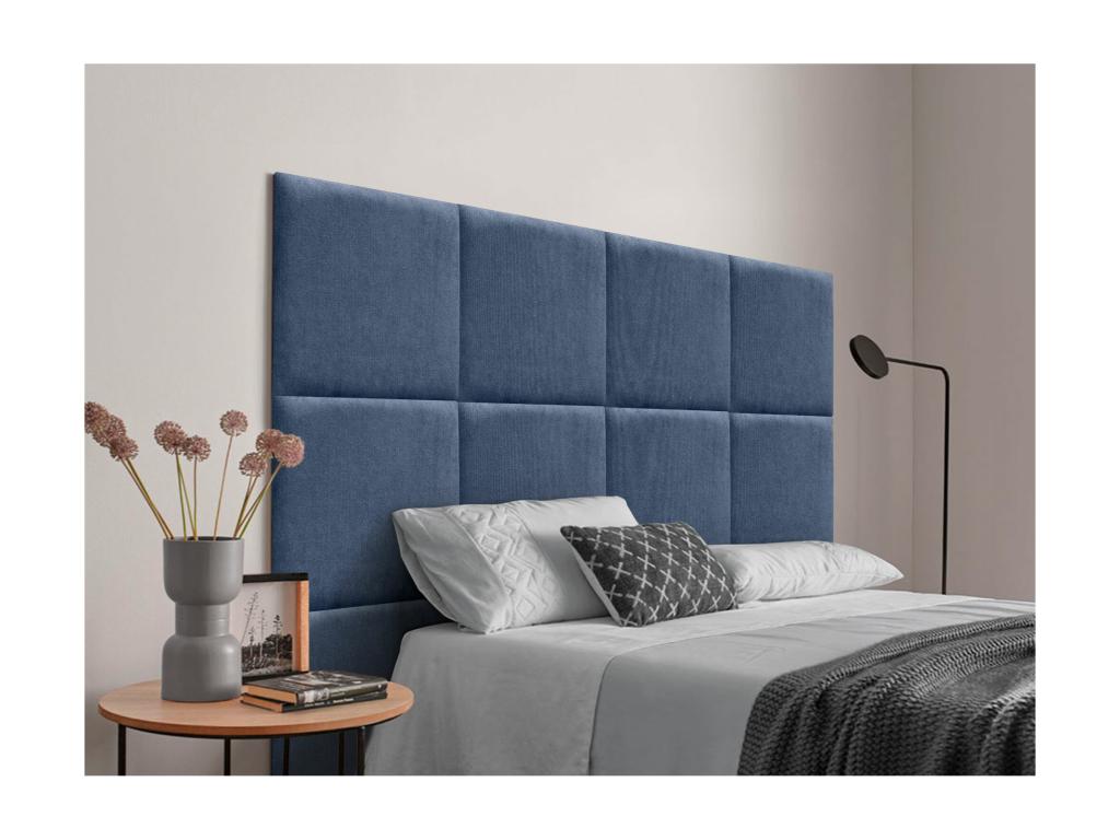 Vertchez Tête de lit tapissée en tissu Aqualine composée de panneaux de lit autocollants interchangeables pour chambre de luxe Bleu 180 cm