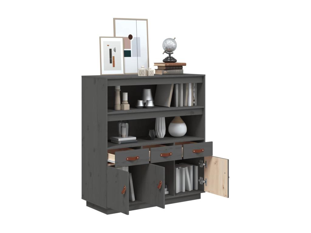 Buffet haut Gris 100x40x108,5 cm Bois massif de pin