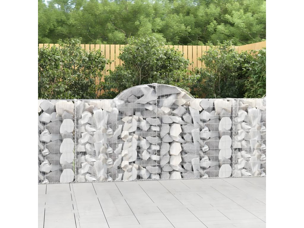 Paniers à gabions arqués 14 pièces 200x30x100/120 cm Fer renforcé