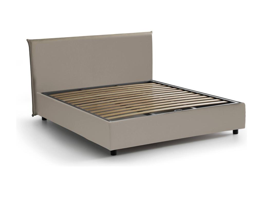 Lit double Vertchez Lit coffre avec revêtement en éco-cuir Made in Italy Ouverture frontale adaptée pour matelas 140x200 cm gris tourterelle