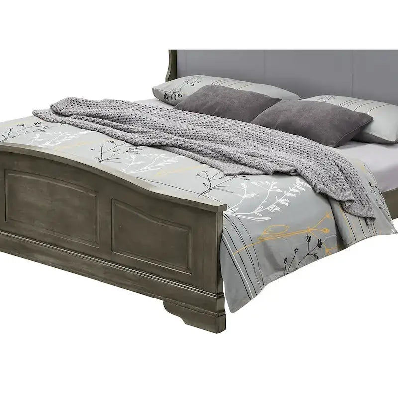 Lit Louis Philippe en bois capitonné, style king size