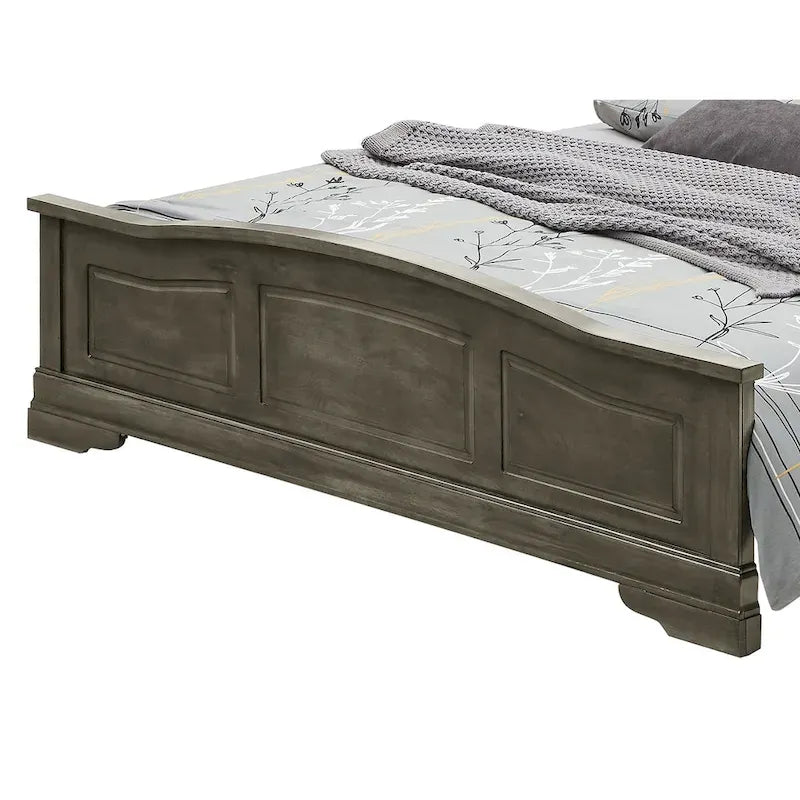 Lit Louis Philippe en bois capitonné, style king size