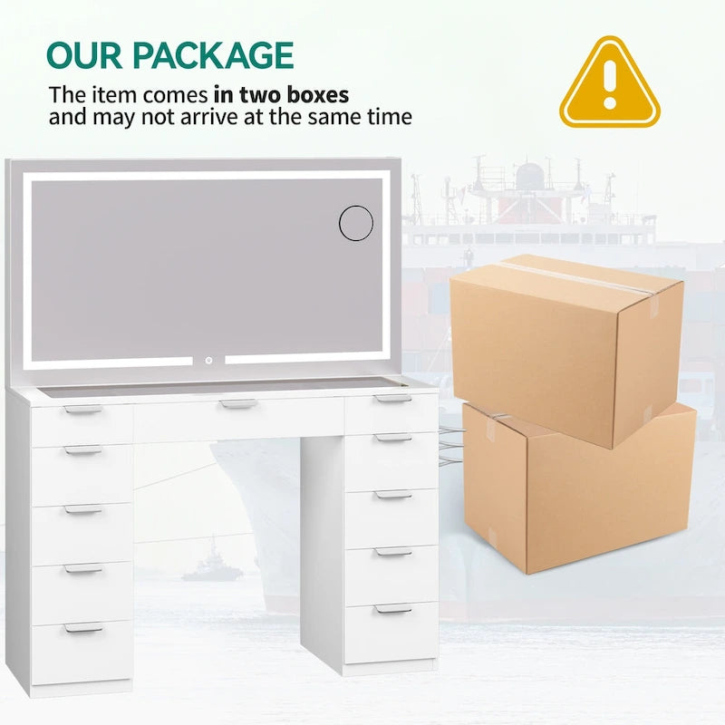 Coiffeuse avec tabouret et miroir éclairé