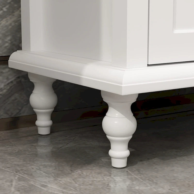 Meuble TV blanc moderne avec portes vitrées et tiroirs - Console multimédia - 70,9