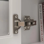 Meuble TV blanc moderne avec portes vitrées et tiroirs - Console multimédia - 70,9