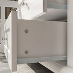 Meuble TV blanc moderne avec portes vitrées et tiroirs - Console multimédia - 70,9