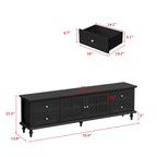 Meuble TV blanc moderne avec portes vitrées et tiroirs - Console multimédia - 70,9