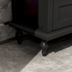 Meuble TV blanc moderne avec portes vitrées et tiroirs - Console multimédia - 70,9