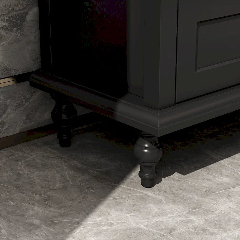 Meuble TV blanc moderne avec portes vitrées et tiroirs - Console multimédia - 70,9