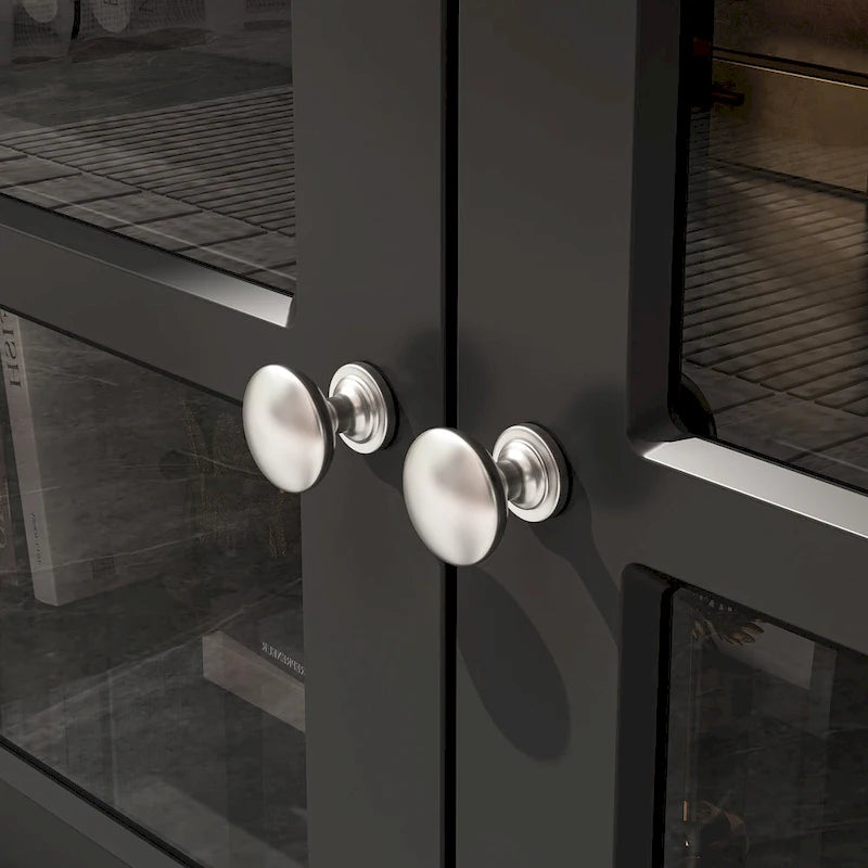 Meuble TV blanc moderne avec portes vitrées et tiroirs - Console multimédia - 70,9