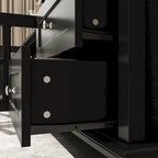 Meuble TV blanc moderne avec portes vitrées et tiroirs - Console multimédia - 70,9