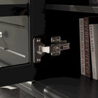 Meuble TV blanc moderne avec portes vitrées et tiroirs - Console multimédia - 70,9