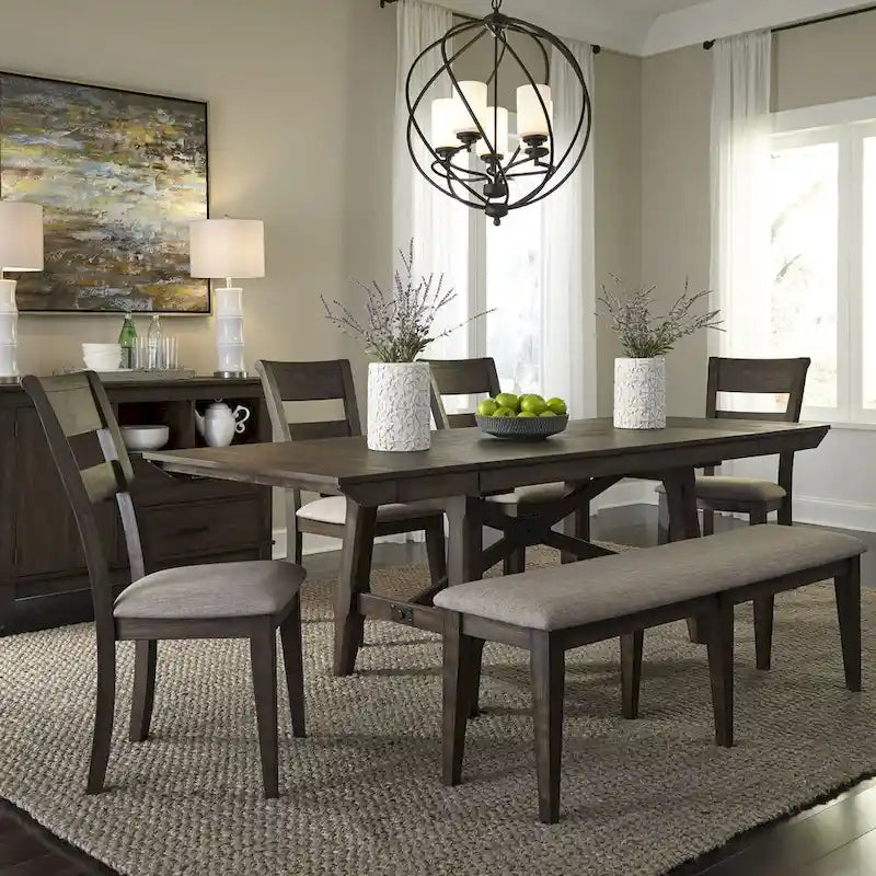 Banc en châtaignier foncé à double pont