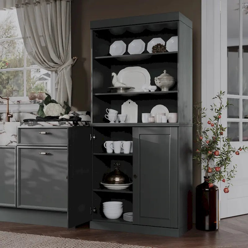 Armoire de cuisine 32 pouces (81 cm) en bois massif avec 2 portes, 100 % bois massif, par Palace Imports