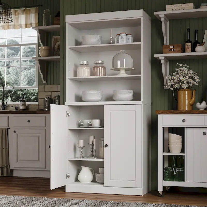 Armoire de cuisine 32 pouces (81 cm) en bois massif avec 2 portes, 100 % bois massif, par Palace Imports