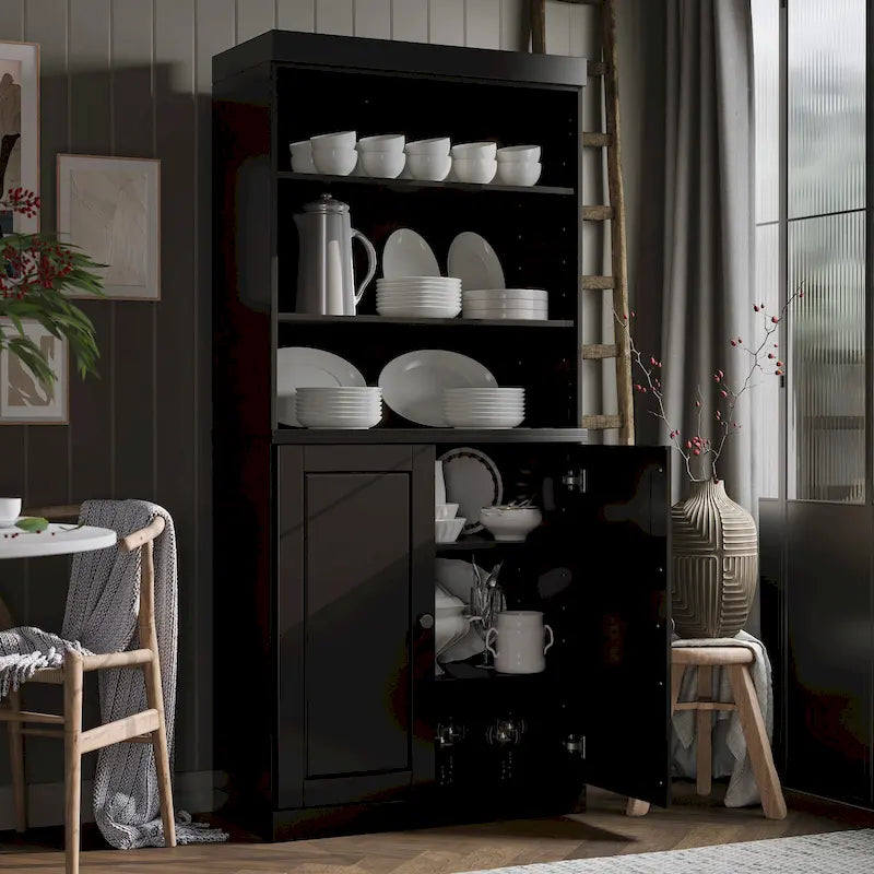 Armoire de cuisine 32 pouces (81 cm) en bois massif avec 2 portes, 100 % bois massif, par Palace Imports