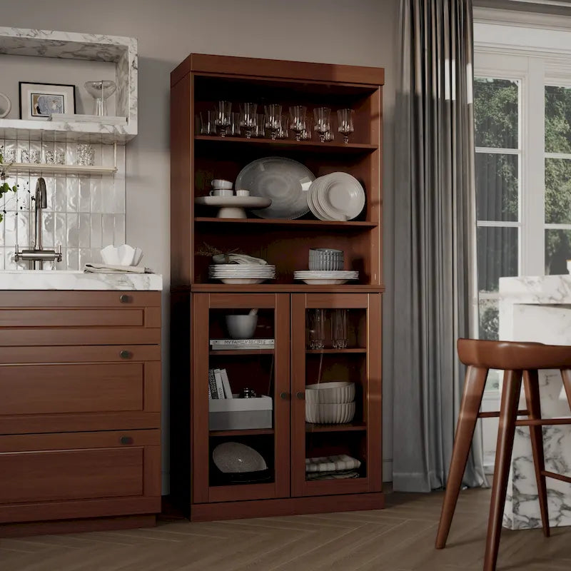 Armoire de cuisine 32 pouces (81 cm) en bois massif avec 2 portes, 100 % bois massif, par Palace Imports