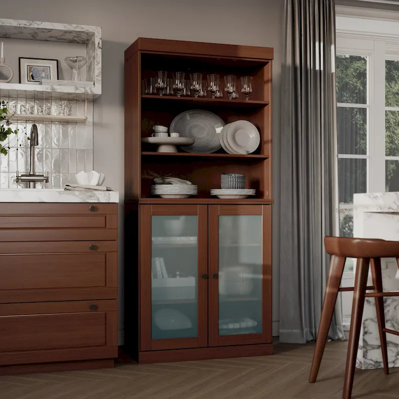 Armoire de cuisine 32 pouces (81 cm) en bois massif avec 2 portes, 100 % bois massif, par Palace Imports