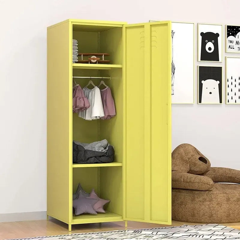 Armoire métallique casier pour enfant avec tringle et étagères