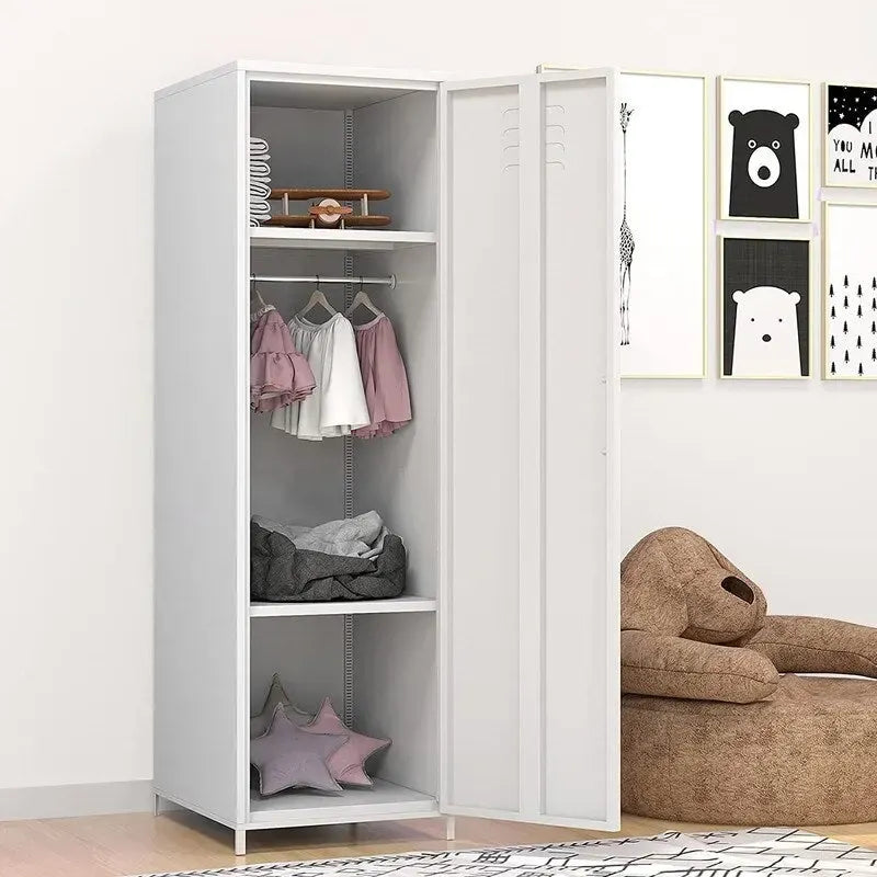Armoire métallique casier pour enfant avec tringle et étagères
