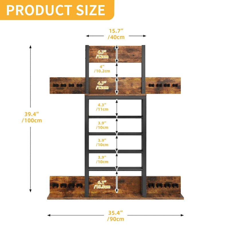 Râtelier de billard mural Moasis pour 8 queues avec support de rangement pour 24 boules