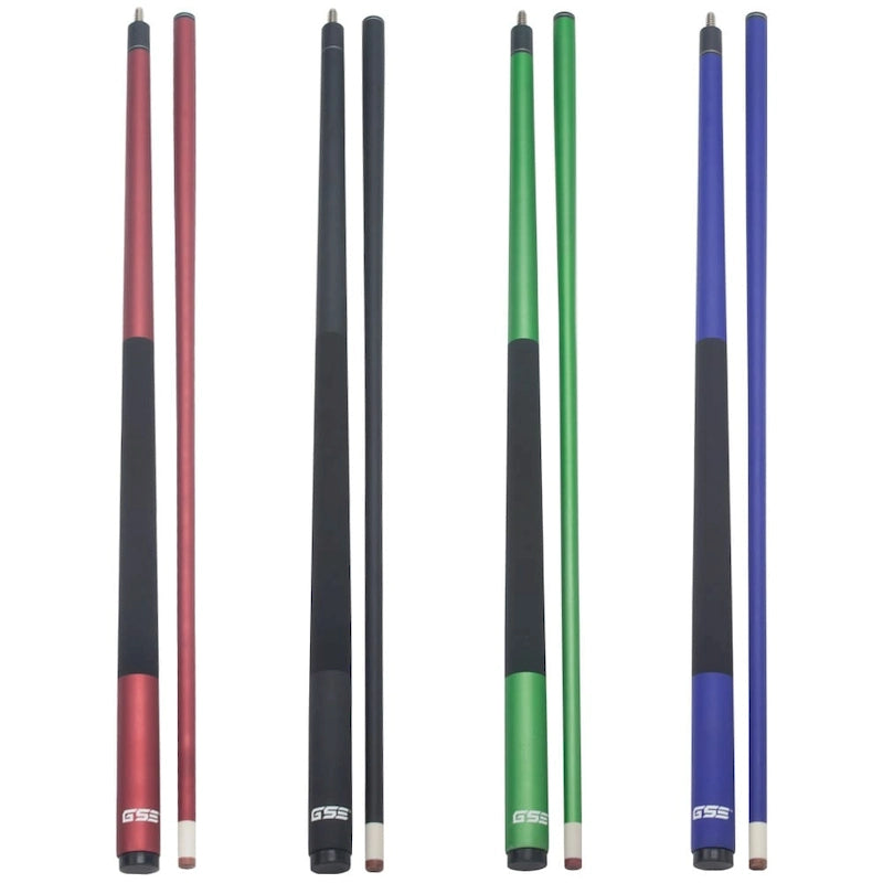 Ensemble de 4 queues de billard GSE en composite graphite-fibre de verre mat. Ensemble de 2 queues de billard de 58 pouces (147 cm) pour usage domestique ou commercial.