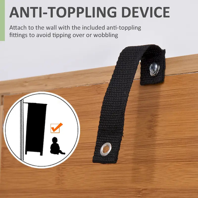 Meuble de sol HOMCOM en bambou naturel, idéal pour salle de bain ou salon. Tour de rangement avec plusieurs étagères et portes.