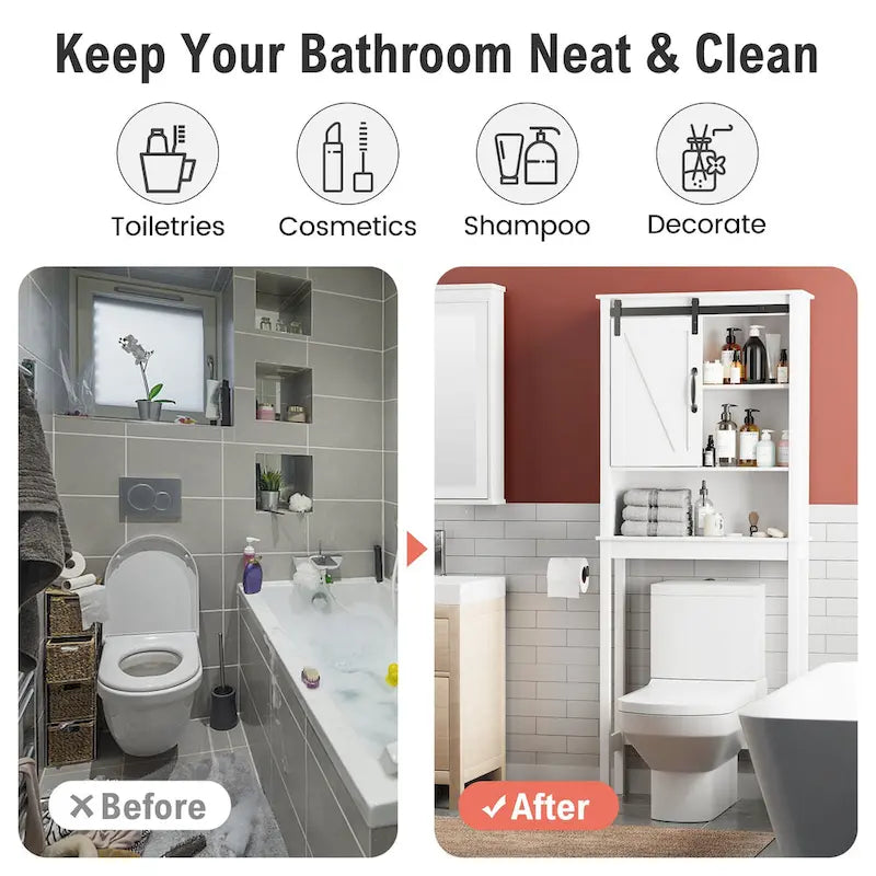 Armoire de rangement Pellabant à placer au-dessus des toilettes, gain de place pour salle de bain - 66,54 cm (H) x 27,17 cm (L) x 9,06 cm (P)