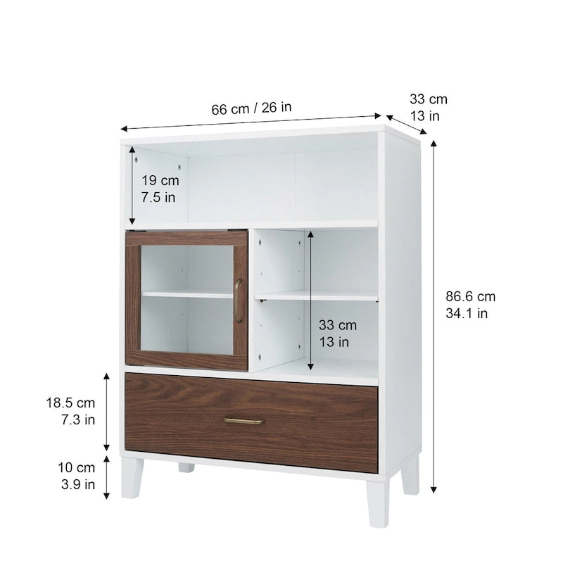 Armoire de rangement moderne en bois Teamson Home Tyler, noyer et blanc
