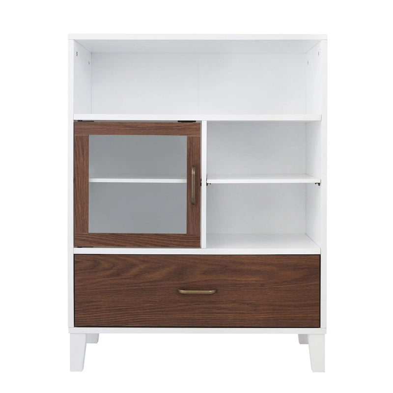 Armoire de rangement moderne en bois Teamson Home Tyler, noyer et blanc
