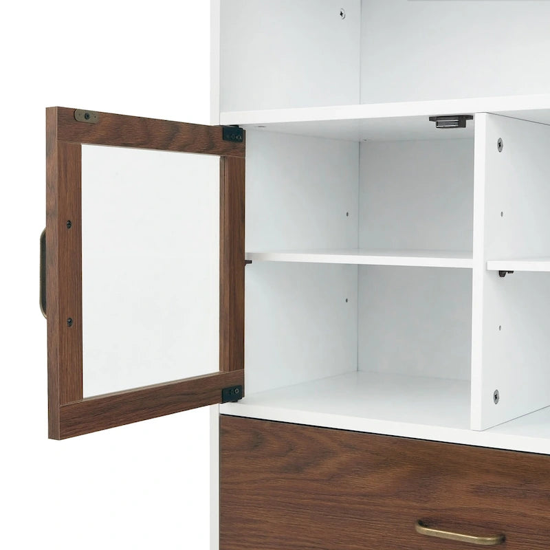 Armoire de rangement moderne en bois Teamson Home Tyler, noyer et blanc