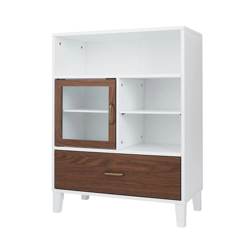 Armoire de rangement moderne en bois Teamson Home Tyler, noyer et blanc
