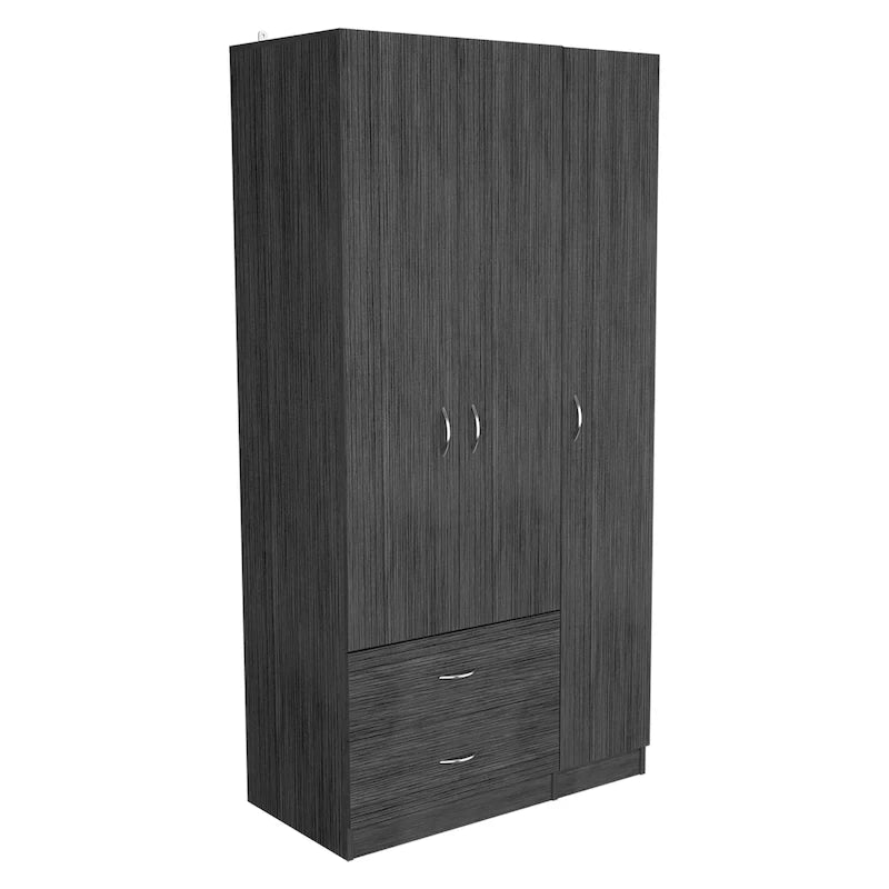 Armoire TUHOME Austral à 3 portes avec tiroirs, étagères et tringle - Non disponible