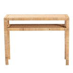 Table console Kalimantan Bohemian en rotin miel clair et bois d'acacia