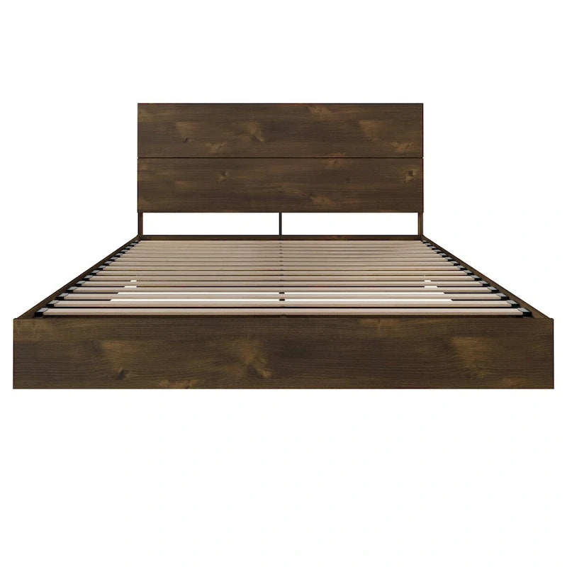 Ensemble de lit 2 pièces avec cadre et tête de lit, couleur truffe