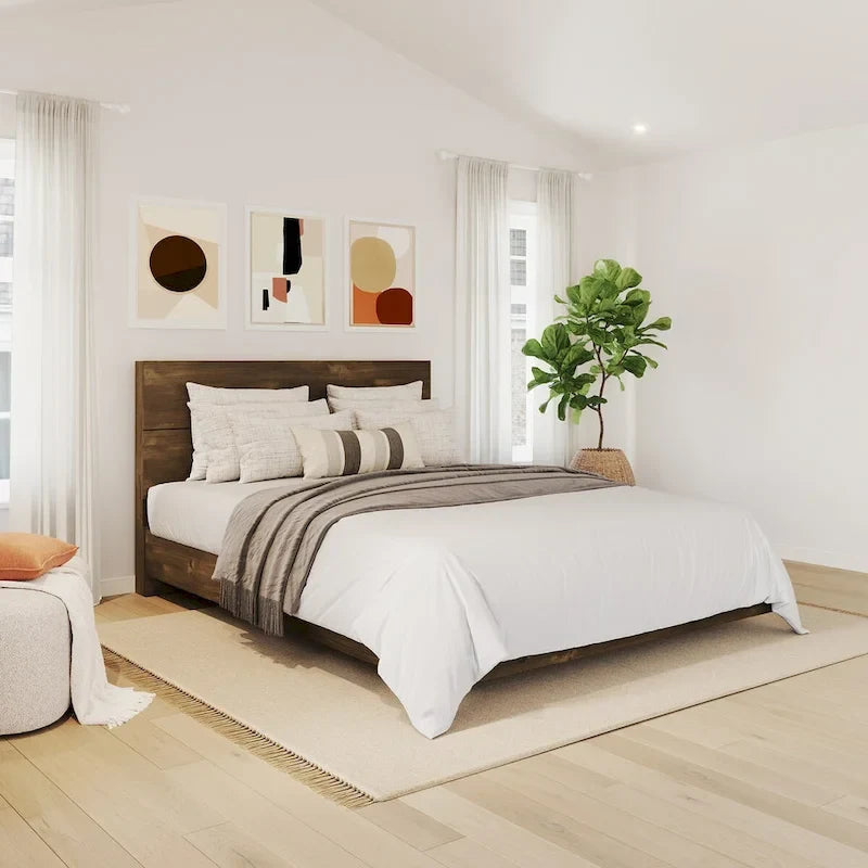 Ensemble de lit 2 pièces avec cadre et tête de lit, couleur truffe