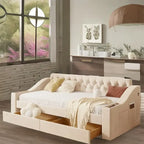 Twin Size Velvet Upholstered Daybed with Storage Armrests and USB Port