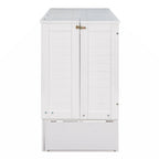 Lit escamotable mobile Queen Size avec tiroir et petites étagères de chaque côté, blanc