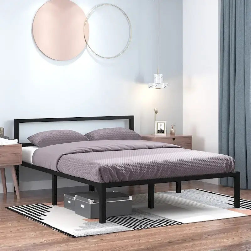 Metal Platform Bed Frame with Headboard