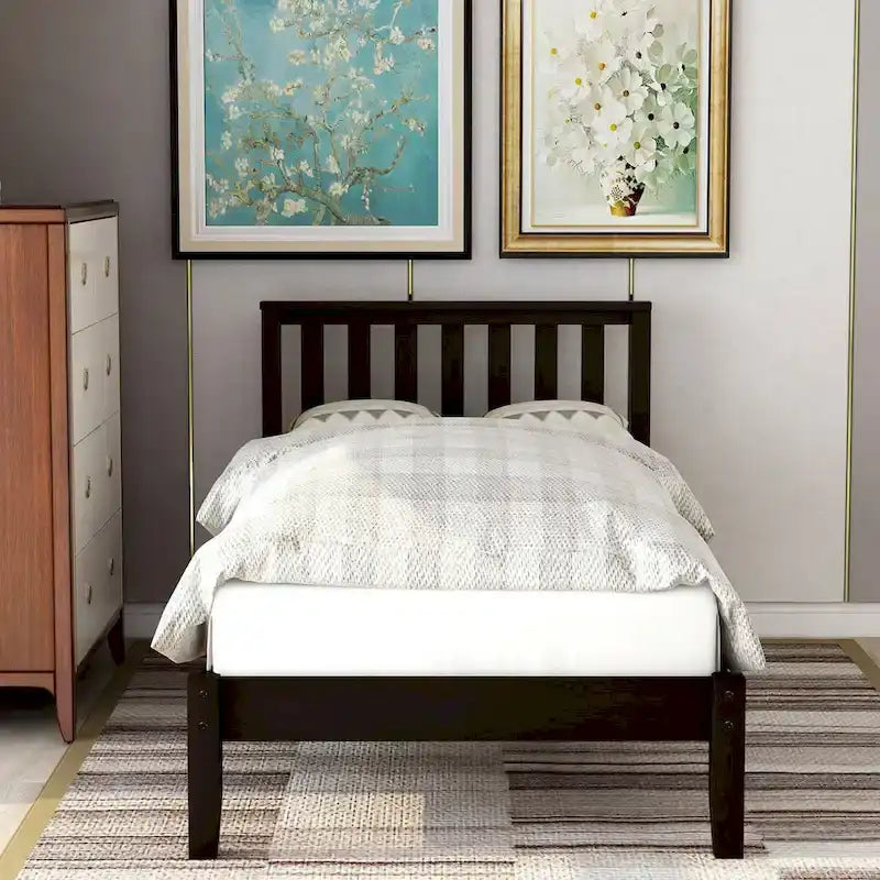 Lit plateforme en bois avec tête de lit/sommier à lattes