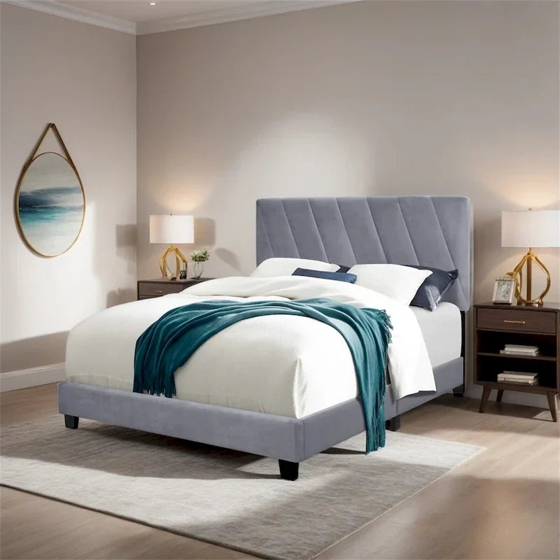 Queen Size Adjustable Upholstered Bed Stain Resistant And Durable